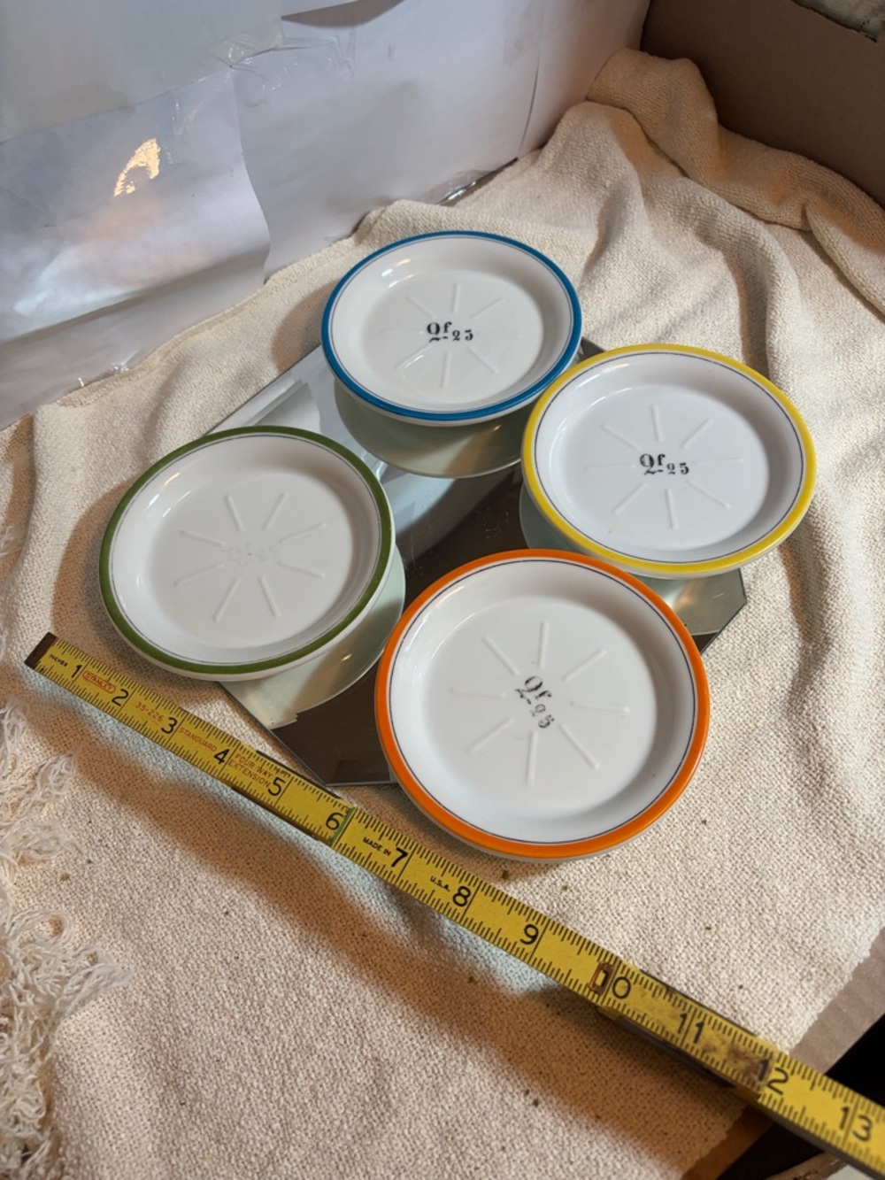 Vintage French Bistro Tipping Plates - Set of 4 Colorful Absinthe Saucers